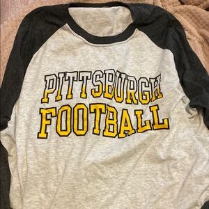Pittsburgh Football Kids Raglan Shirt - Gray and Black